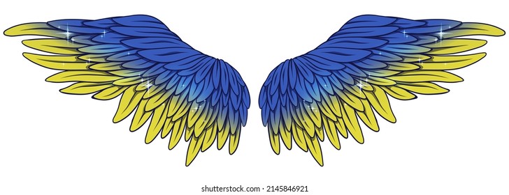 Beautiful yellow blue vector wings