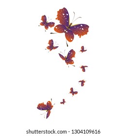 beautiful yellow butterflies, isolated on a white