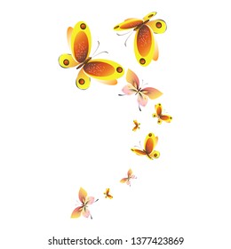 beautiful yellow butterflies, isolated on a white