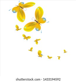 beautiful yellow butterflies, isolated on a white