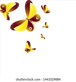 beautiful yellow butterflies. isolated on a white