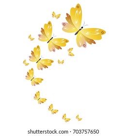 beautiful yellow butterflies, isolated on a white