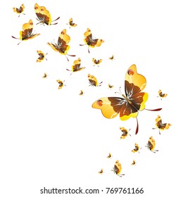 beautiful yellow butterflies, isolated on a white