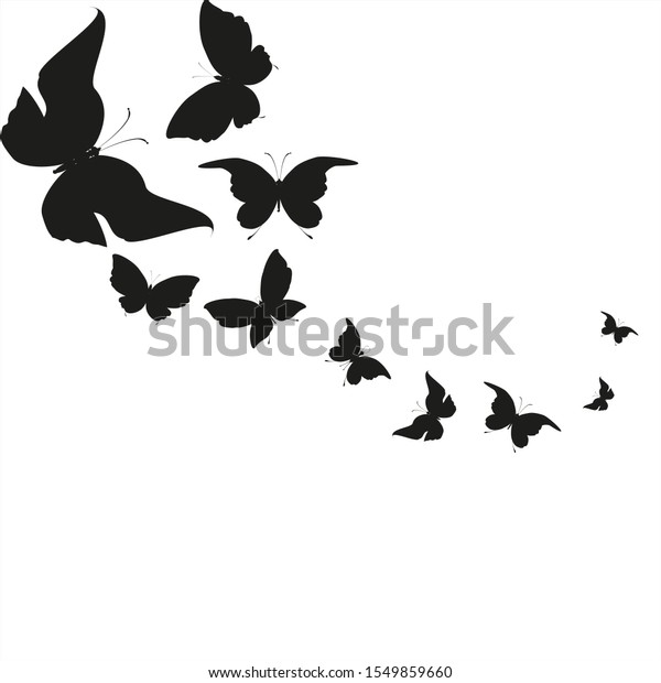 Beautiful Yellow Butterflies Isolated On White Stock Vector (Royalty ...