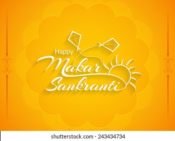 Beautiful yellow color background design of Makar Sankranti. vector illustration 