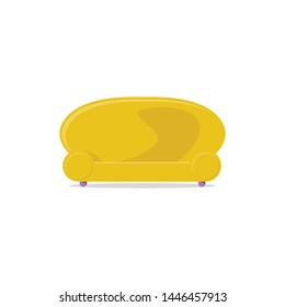 Beautiful yellow couch.  Sofa for the interior.  Isolated flat vector illustration on background.