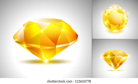 Beautiful yellow diamond (vector set)