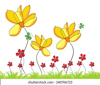 Beautiful yellow floral background in vector format