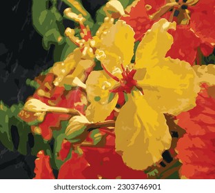 beautiful yellow flower close up watercolor illustration vector