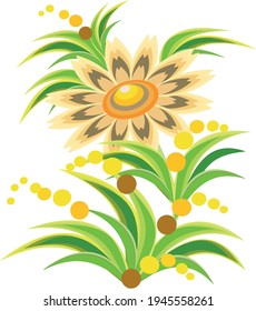 Beautiful yellow flower with green leaves is the best illustration on a postcard