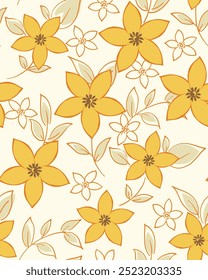 Beautiful yellow flowers arranged on a soft color background. Seamless floral pattern design.