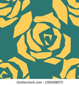 Beautiful yellow and green seamless pattern in roses with contours. Hand-drawn contour lines and strokes. Perfect for background greeting cards and invitations of the wedding, birthday, Valentines Day