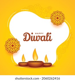 beautiful yellow happy diwali banner decorative design