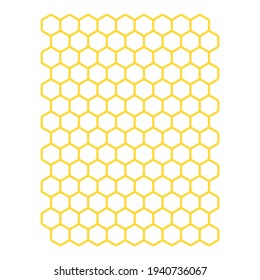 A beautiful yellow hexagonal honeycomb grid vector with honey dripping on the ground.