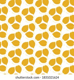 Beautiful yellow leafy pattern with white background. Vector eps 10.