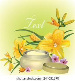 Beautiful yellow lilies on a white background