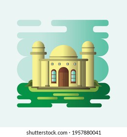 Beautiful Yellow Mosque In Indonesia 