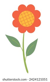 Beautiful yellow and orange flower isolated on white background. Vector graphics. Artwork design element. Cartoon design for poster, icon, card, logo, label.