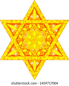 Beautiful yellow and orange Star of David judaica decorative 