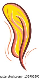 A beautiful yellow and pink feather stand vector color drawing or illustration 