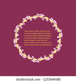 Beautiful yellow and pink frame on dark background.