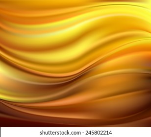 Beautiful Yellow Silk. Vector Drapery Gold Textile Background