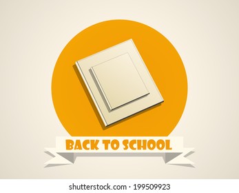 Beautiful yellow sticky with two note books and stylish text Back to School with ribbon. 