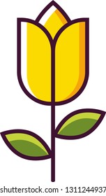 beautiful yellow tulip in a simple illustration  vector icon