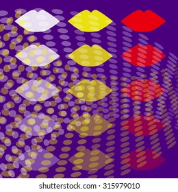 Beautiful yellow, white and red lips with circles