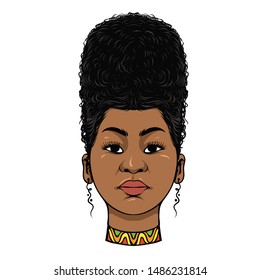 Beautiful young African woman closeup, vector illustration