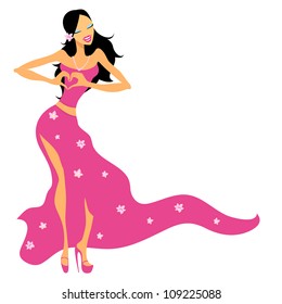 Beautiful  young asian girl. Vector illustration Isolated.