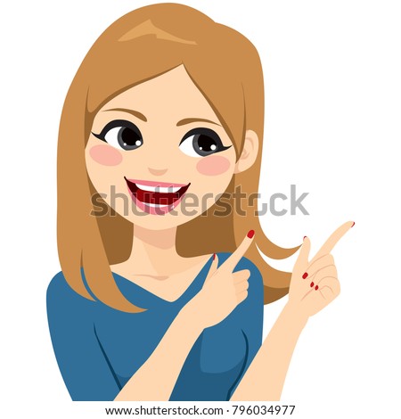 Beautiful young auburn woman smiling gesturing with fingers and pointing