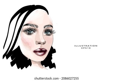 Beautiful young blue-eyed woman with wet skin and wet hair. Close-up portrait.