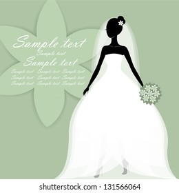 Beautiful young bride in a white wedding dress vector