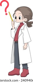 a beautiful young doctor is ready to answer all your questions about health, cartoon flat illustration