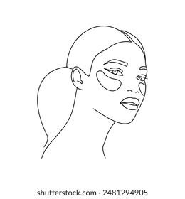 Beautiful young fashion minimalist style woman with eye patches.