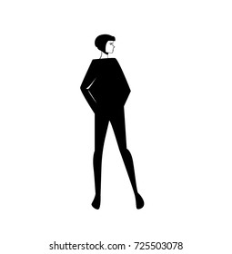 Beautiful young fashion woman. Vector illustration. Stylish