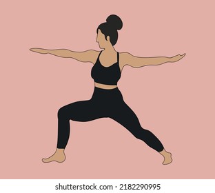 Beautiful young female character doing yoga. Young woman in yoga posture. Girl doing morning exercise at home for body health and fitness. Home workout concept. isolated flat style vector illustration