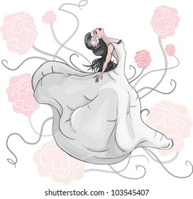 Beautiful young fiancee. Vector illustration