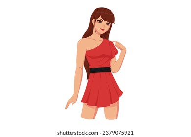 Beautiful Young Girl Character Design Illustration
