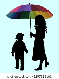 Beautiful young girl with his brother illustration