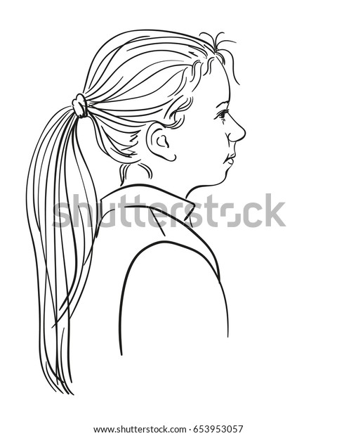 Beautiful Young Girl Long Hair Tied Stock Vector (Royalty Free) 653953057