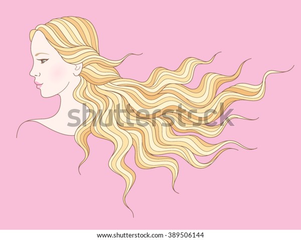 Beautiful Young Girl Long Wavy Hair Stock Vector Royalty Free