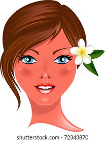 Beautiful young girl over white