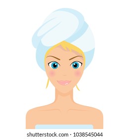 Beautiful young girl with towel. Spa beauty face. 