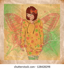 beautiful young girl . vector illustration