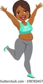 Beautiful young Indian fat woman jumping body positive concept