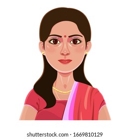 Beautiful young indian woman portraits, avatar cartoon vector