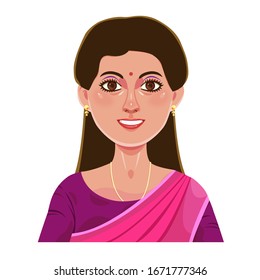 Beautiful young indian woman portraits, avatar comic style vector