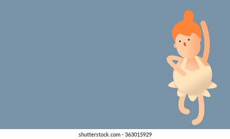 Beautiful young lady female woman cartoon character model ballerina ballet dancer portrait. Sports, recreation, entertainment activities. Gradient color effect fill.